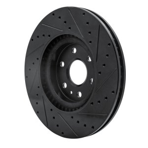 Cadillac SRX Brake Rotor (1) - Front Left - R1 Concepts - Drilled & Slotted - Black - `10-`16